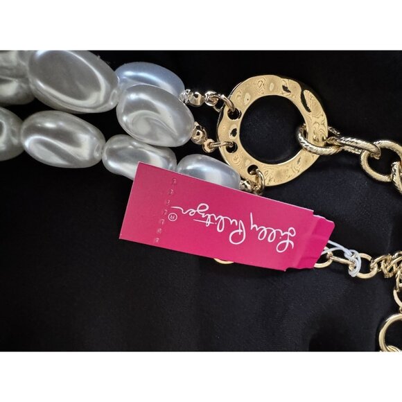 Lilly Pulitzer Goldtone Charm Layered Pearls Statement Necklace NEW - Picture 6 of 13